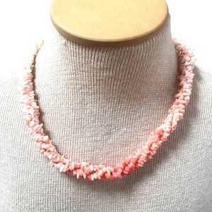 Pink Chip Coral Triple Strand Necklace